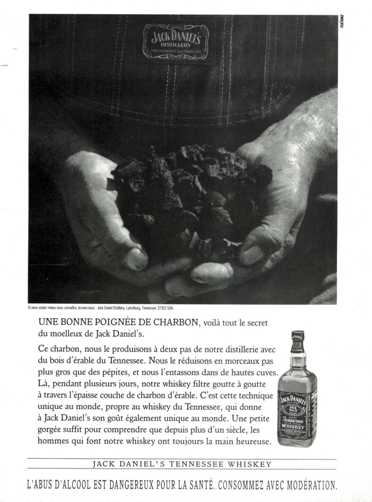 Publicité Jack Daniel's - Noir et Blanc - Mains - Une bonne poignée de charbon