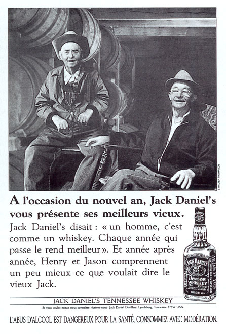 Publicité Jack Daniel's - Noir et Blanc - 2 vieux - Nouvel an - Meilleurs vieux