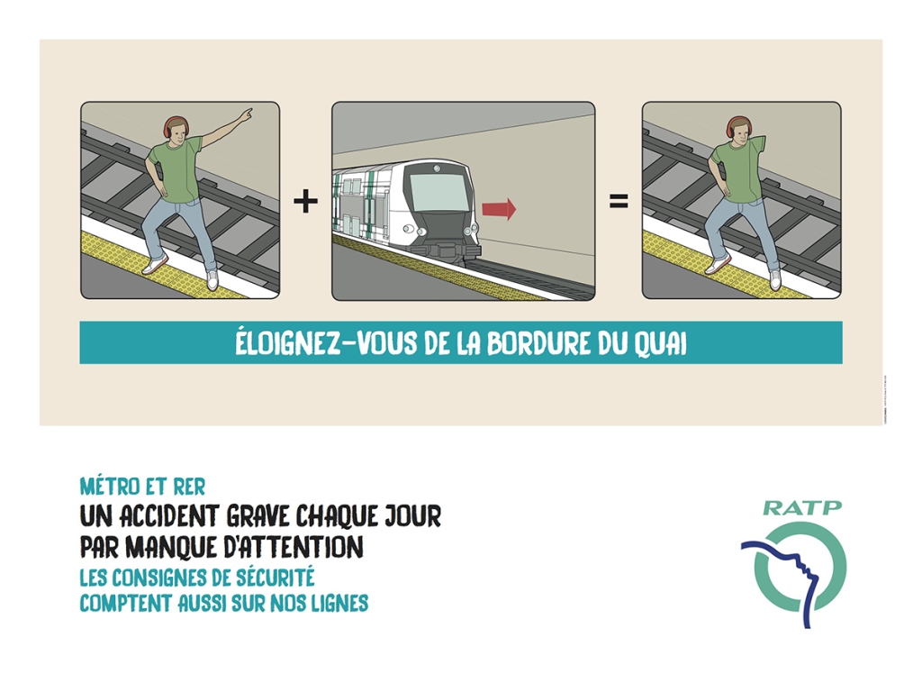 Affiches RATP - Consignes de sécurité - Eloignez vous de la bordure du quai
