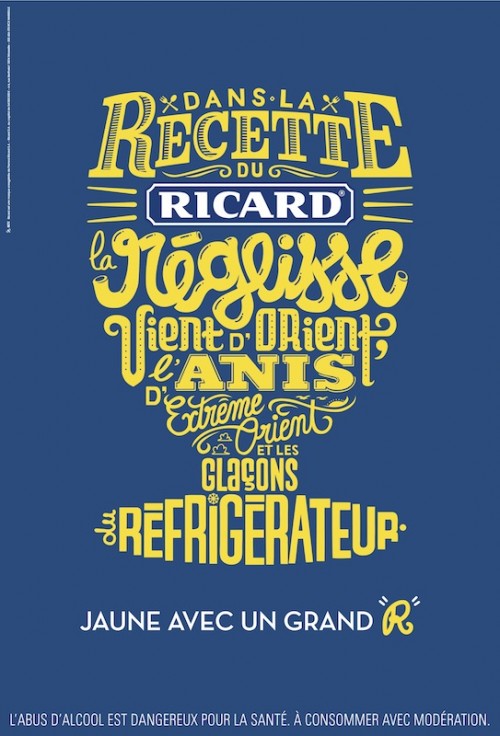 Publicité Ricard - Calligrammes - Réglisse - Orient