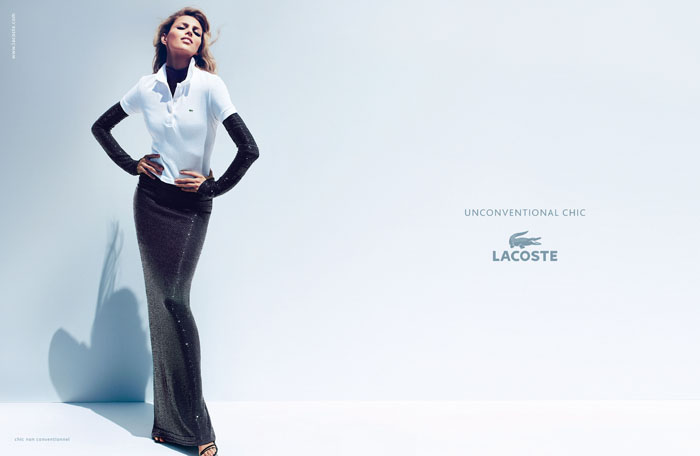 Publicité Lacoste - Campagne Unconventional Chic - Femme chic - polo blanc - BETC - 2012