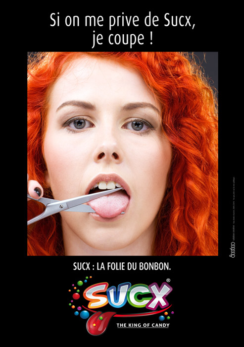 Publicité Sucx - La folie du bonbon - Flyer - Si on me prive de Sucx, je coupe ! - Agence 800 600 - 2011