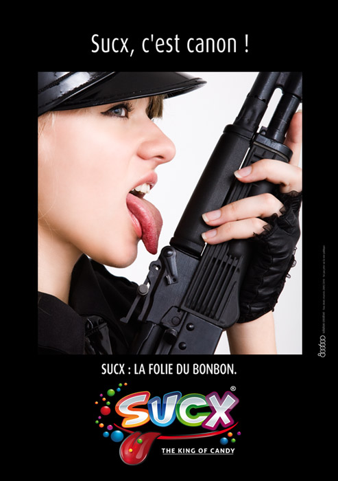 Publicité Sucx - La folie du bonbon - Flyer - Sucx, c'est canon ! - Agence 800 600 - 2011