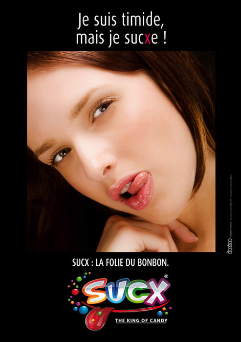 Publicité Sucx - La folie du bonbon - Flyer - Je suis timide, mais je sucxe ! - Agence 800 600 - 2011