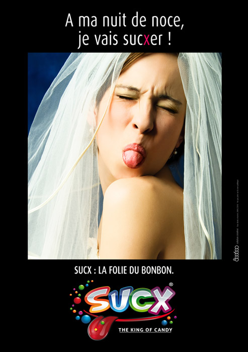 Publicité Sucx - La folie du bonbon - Flyer - A ma nuit de noce, je vais sucxer ! - Agence 800 600 - 2011