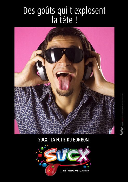 Publicité Sucx - La folie du bonbon - Flyer - Des goûts qui t'explosent dans la tête - Agence 800 600 - 2011