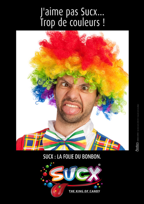 Publicité Sucx - La folie du bonbon - Flyer - J'aime pas Sucx... Trop de couleurs ! - Agence 800 600 - 2011