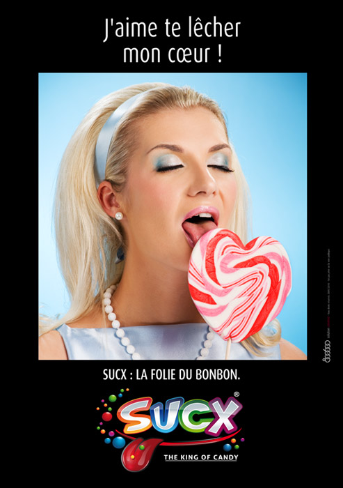 Publicité Sucx - La folie du bonbon - Flyer - J'aime te lécher mon cœur ! - Agence 800 600 - 2011