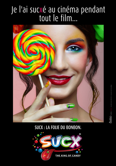 Publicité Sucx - La folie du bonbon - Flyer - J'ai sucxé au cinéma pendant tout le film... - Agence 800 600 - 2011