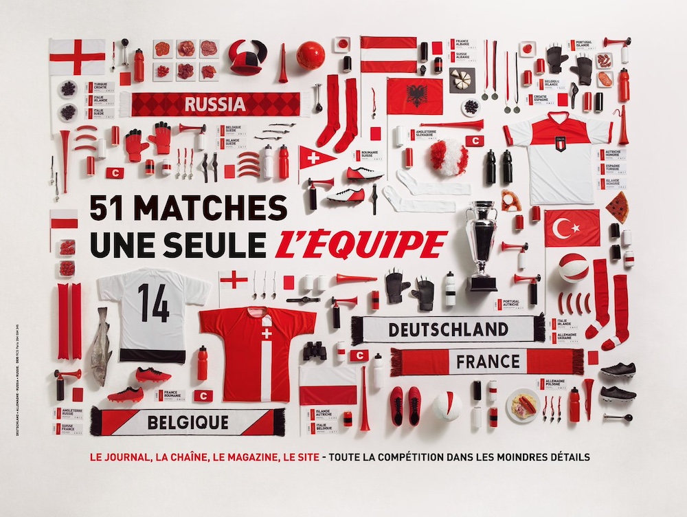 Publicité l'Équipe - Euro 2016 - L'inventaire - 51 matches une seule l'Équipe - Toute la compétition dans les moindres détails - DDB - 2016 - Horizontale