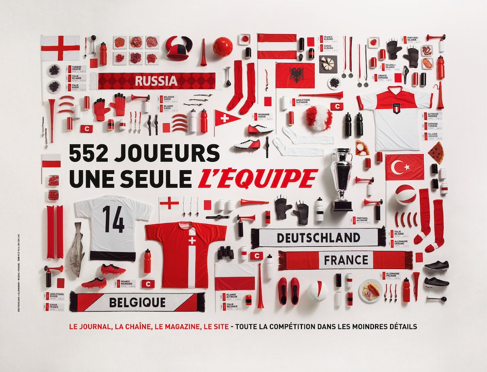Publicité l'Équipe - Euro 2016 - L'inventaire - 552 joueurs une seule l'Équipe - Toute la compétition dans les moindres détails - DDB - 2016 - Horizontale