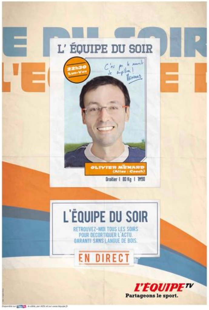 Publicité l'Équipe - Programmes - L'Équipe du soir - Olivier Ménard - DDB - 2011